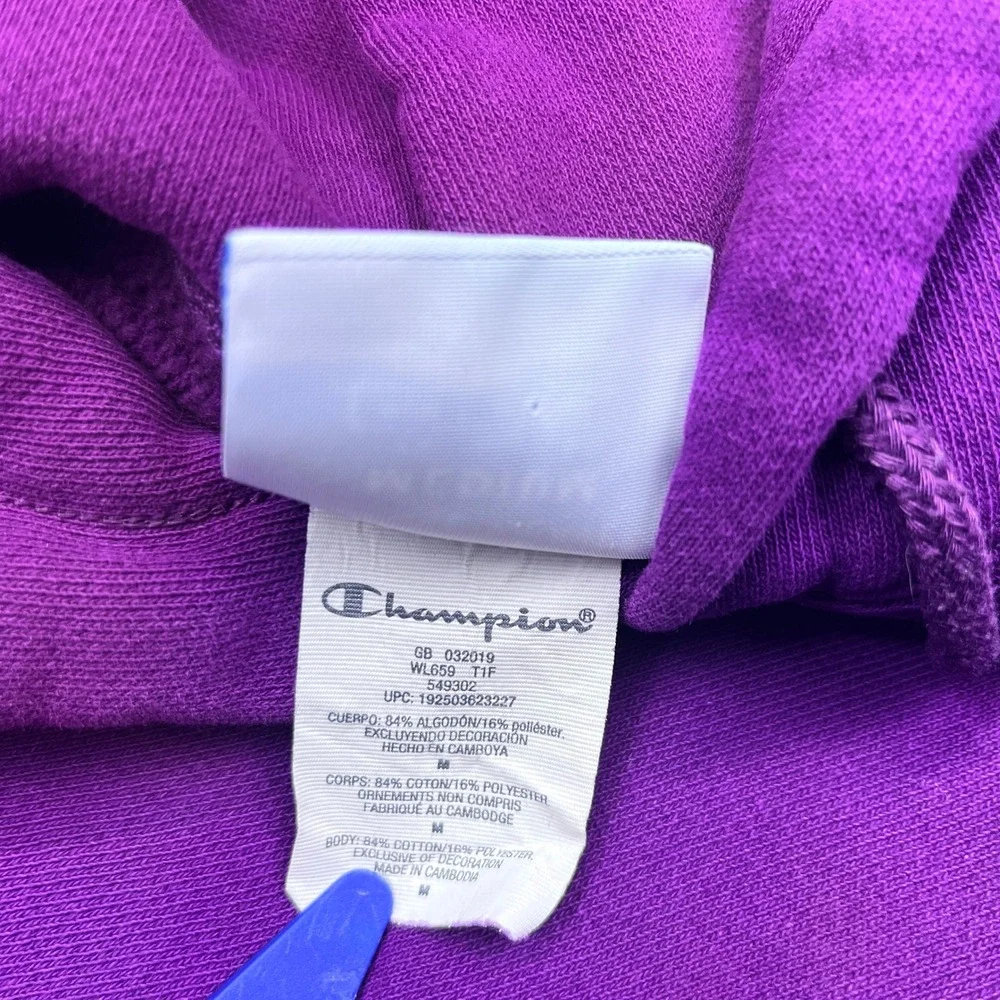 Champion Reverse Weave Cropped Hoodie‎ Sweatshirt Womens Purple Sz M Grunge Y2K